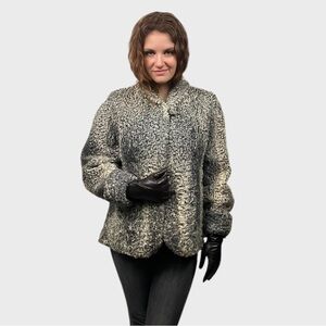 Elegant Vintage Gray Persian Lamb Women's Jacket